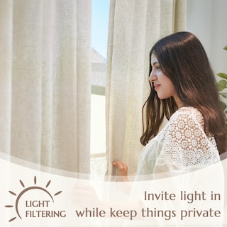 Foto 7 | Foto 7 | Cortinas Jinchan De Lino Con Forro 213 Cm De Largo Set De 2 Paneles Beige - Venta Internacional.