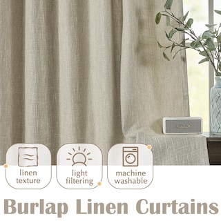 Foto 3 | Foto 3 | Cortinas Jinchan Estilo Saco De Arpillera 274 Cm De Largo Texturizadas 2 Paneles Color Beige - Venta Internacional.