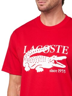 Foto 3 | Foto 3 | Remera Lacoste Para Hombre Cuello Redondo Manga Corta Algodón Rojo - Venta Internacional.