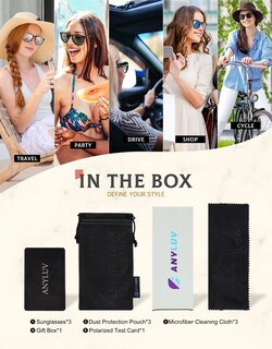 Foto 7 | Foto 7 | Gafas De Sol Polarizadas Anyluv Para Mujer Con Protección Uv400 - Venta Internacional.