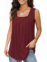 Camisetas Sin Mangas Auruza Para Mujer Verano Corte Holgado Cuello Plisado Vino Tinto - Venta Internacional.