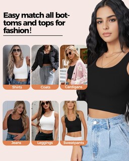 Foto 5 | Foto 5 | 2 Tops Cortos Auruza Para Mujer Con Escote En U Y Sin Mangas X2 - Venta Internacional.