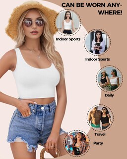 Foto 6 | Foto 6 | 2 Tops Cortos Auruza Para Mujer Con Escote En U Y Sin Mangas X2 - Venta Internacional.