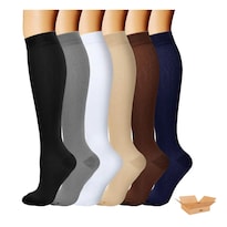 Juego 6 Pares Calcetas De Compresión Belug Alivia Varices S/m Negro Piel Blanco Azul Gris Y Marron