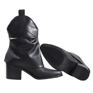 Foto 5 | Foto 5 | Botas Slouchy Negras Estilo Western Chic Cuero Sintético Premium Destaca Slouchy Juveniles para Mujer