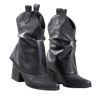 Foto 3 | Foto 3 | Botas Slouchy Negras Estilo Western Chic Cuero Sintético Premium Destaca Slouchy Juveniles para Mujer