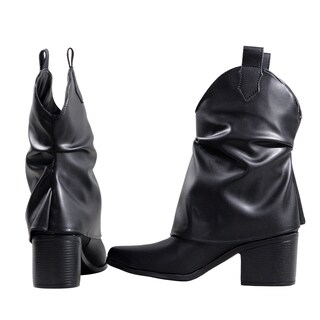 Foto 4 | Foto 4 | Botas Slouchy Negras Estilo Western Chic Cuero Sintético Premium Destaca Slouchy Juveniles para Mujer