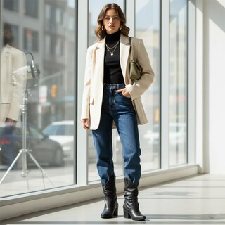 Foto 8 | Foto 8 | Botas Slouchy Negras Estilo Western Chic Cuero Sintético Premium Destaca Slouchy Juveniles para Mujer