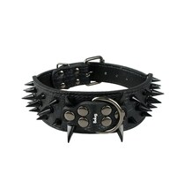 Collar Belug Para Perro Con Picos De Metal Cuero Con Estilo. Negro L