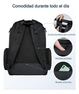 Foto 5 | Foto 5 | Mochila Belug Pañalera Para Bebé Impermeable Y Espaciosa Negro