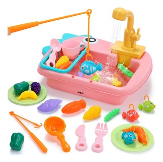 Foto 2 | Foto 2 | Juego Lab.g De Cocina Infantil Con Fregadero Eléctrico 24 Pcs Rosa