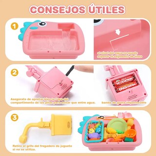 Foto 4 | Foto 4 | Juego Lab.g De Cocina Infantil Con Fregadero Eléctrico 24 Pcs Rosa