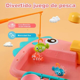 Foto 5 | Foto 5 | Juego Lab.g De Cocina Infantil Con Fregadero Eléctrico 24 Pcs Rosa