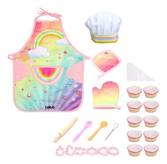 Foto 1 | Foto 1 | ''juego Lab.g De 26pz Disfraces De Chef Para Niños Incluye Delantal Rosa ''