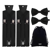 Tirantes Lab.g Caballero Moño Ajustables Elásticos Unisex 2 Piezas Negros