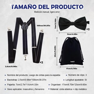 Foto 2 | Foto 2 | Tirantes Ajustables con Moño Negro 2 Pack