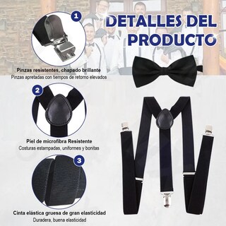 Foto 3 | Foto 3 | Tirantes Ajustables con Moño Negro 2 Pack