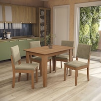 Juego Comedor Kappesberg 1.2m Con 4 Sillas Luna Canela/beige