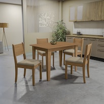 Juego Comedor Kappesberg 1.2m Con 4 Sillas Cora Canela/beige