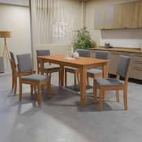 Juego Comedor Kappesberg 1.6m Con 6 Sillas Luna Canela/gris