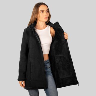 Foto 4 | Foto 4 | Chamarra De Fleece Larga Para Mujer Con Capucha Desmontable Greenlander Negro