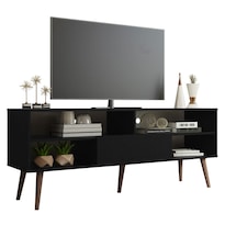 Mueble Mesa Para Tv Rack Madesa Con Pies Hasta 65 Negro