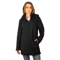 Chamarra De Fleece Larga Para Mujer Con Capucha Desmontable Greenlander Negro