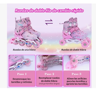 Foto 3 | Foto 3 | 2en 1 Patines Ajustable Para Niña Rosa