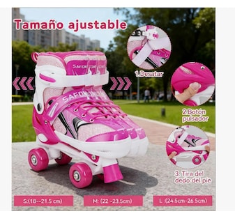 Foto 2 | Foto 2 | Patines De 4 Ruedas Ajustables Para Niñas Rosa