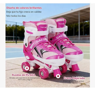 Foto 3 | Foto 3 | Patines De 4 Ruedas Ajustables Para Niñas Rosa