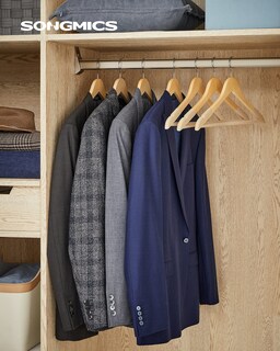 Foto 2 | Foto 2 | Perchas De Madera Songmics Con Superficie De Terciopelo Juego De 20 Unidades Color Natural - Venta Internacional.