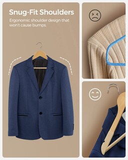 Foto 5 | Foto 5 | Perchas De Madera Songmics Con Superficie De Terciopelo Juego De 20 Unidades Color Natural - Venta Internacional.