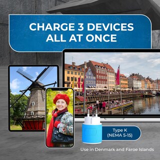 Foto 4 | Foto 4 | Adaptador De Enchufe De Viaje Orei Dinamarca Tipo K Con Doble Usb - Ee. Uu. - Venta Internacional.