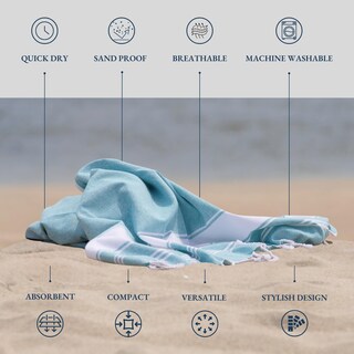 Foto 5 | Foto 5 | Toalla De Playa Lane Linen Extra Grande 39 X 71 Cm Color Aguamarina Para Mujer - Venta Internacional.