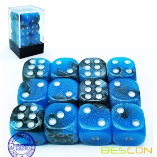 Foto 7 | Foto 7 | Set De Dados Bescon Bicolor Brillante D6 16 Mm Blue Dawn (12) - Venta Internacional.