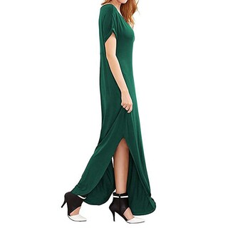 Foto 2 | Foto 2 | Vestido A Juego Con Cuello En V Casual Holgado Manga Corta Maxi Con Bolsillo - Venta Internacional.