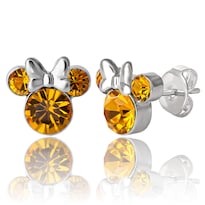 Pendientes De Tuerca Con La Piedra Natal De Minnie Mouse De Disney En Noviembre Para Mujer - Venta Internacional.