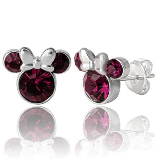 Foto 1 | Foto 1 | Pendientes De Tuerca De Disney Con Piedra Natal De Minnie Mouse En Febrero Para Mujer - Venta Internacional.