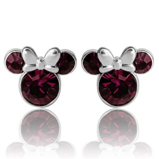 Foto 4 | Foto 4 | Pendientes De Tuerca De Disney Con Piedra Natal De Minnie Mouse En Febrero Para Mujer - Venta Internacional.