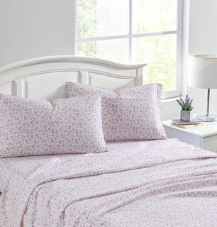 Foto 2 | Foto 2 | Juego De Sábanas Laura Ashley Algodón Completo Franela Cachemir Rosa - Venta Internacional.