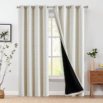 Cortinas Jinchan 95% Opacas Color Bohemio 214 Cm Más Largas Para Dormitorio Color Beige - Venta Internacional.