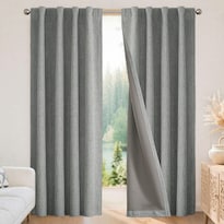 Cortinas Opacas Joydeco De Lino 70 X 108 Cm Gris Claro 1 Panel - Venta Internacional.