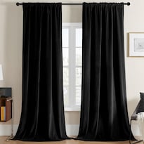 Cortinas Joydeco Velvet Blackout 2 Paneles 108 X 270 Cm Color Negro - Venta Internacional.