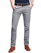 Pantalones Casuales Que Combinan Con La Parte Delantera Plana Y Delgada Para Hombre Color Gris - Venta Internacional.