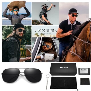 Foto 6 | Foto 6 | Gafas De Sol Joopin Rectangulares Polarizadas Con Montura Metálica Plateada - Venta Internacional.