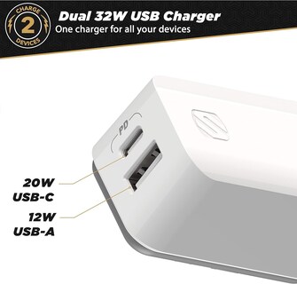 Foto 2 | Foto 2 | Cargador De Pared Scosche Powervolt 32w Usb Type-c + Type-a Blanco - Venta Internacional.