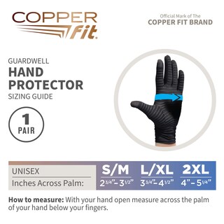 Foto 3 | Foto 3 | Guantes Copper Fit Guardwell Full Finger Hand Negros S/m - Venta Internacional.