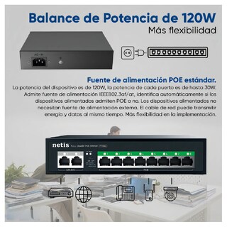 Foto 4 | Foto 4 | Conmutador Switch Gigabit Netis P110gc 8poe + 2rj45