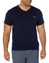 Camiseta Lacoste Para Hombre Manga Corta Cuello En V Algodón Pima Azul Marino - Venta Internacional.