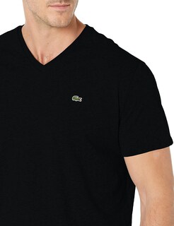 Foto 3 | Foto 3 | Camiseta Lacoste Para Hombre Manga Corta Cuello En V Algodón Pima Negra - Venta Internacional.